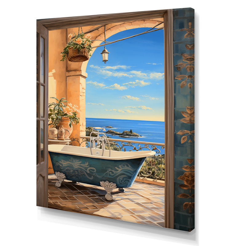 «Blue Italian Bath Serenity I», art mural de salle de bain, H 40 po x l 30 po x P 1,5 po