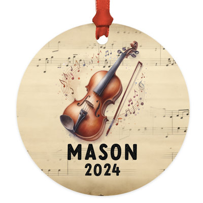 Personalized Violin Metal Christmas Ornament For Musicians Or Violinist