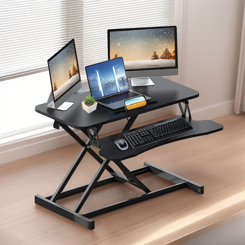 Convertisseur de bureau debout à hauteur réglable de 32 po de largeur avec plateau à clavier amovible
