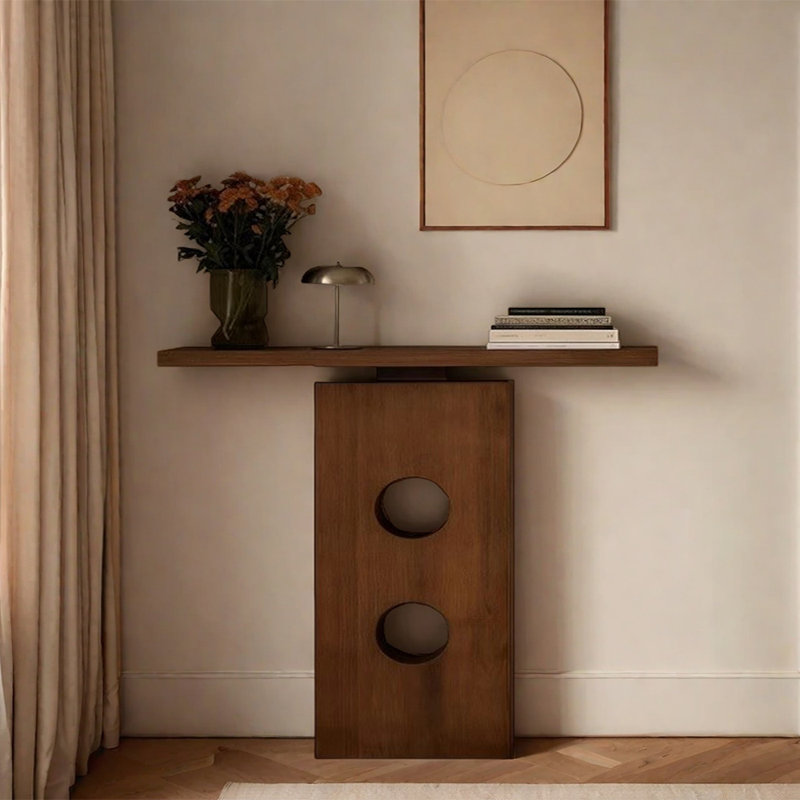 Table d'entrée en pin massif Wabi-Sabi, Médiéval, H 33,5 po x l 55,1 po x P 9,8 po
