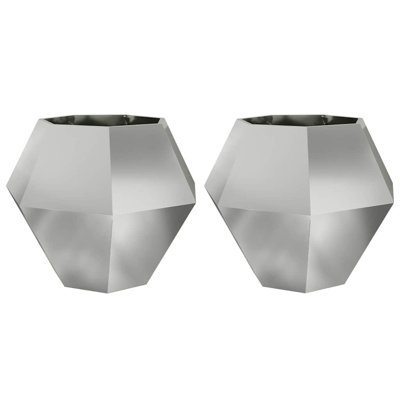  Planter 2 Pcs Silver Galvanised Steel