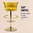 Modern Glam Set of 2 Tufted Velvet 360° Swivel Adjustable-Height Bar Stools with Gold Nailhead Trim for Kitchen Island and Home Bar-1999818845