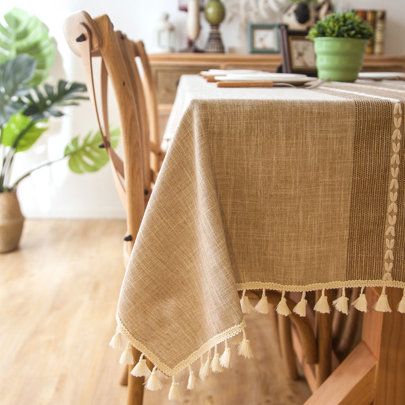 Dunbar Elegant Rectangle Tablecloth, Brown