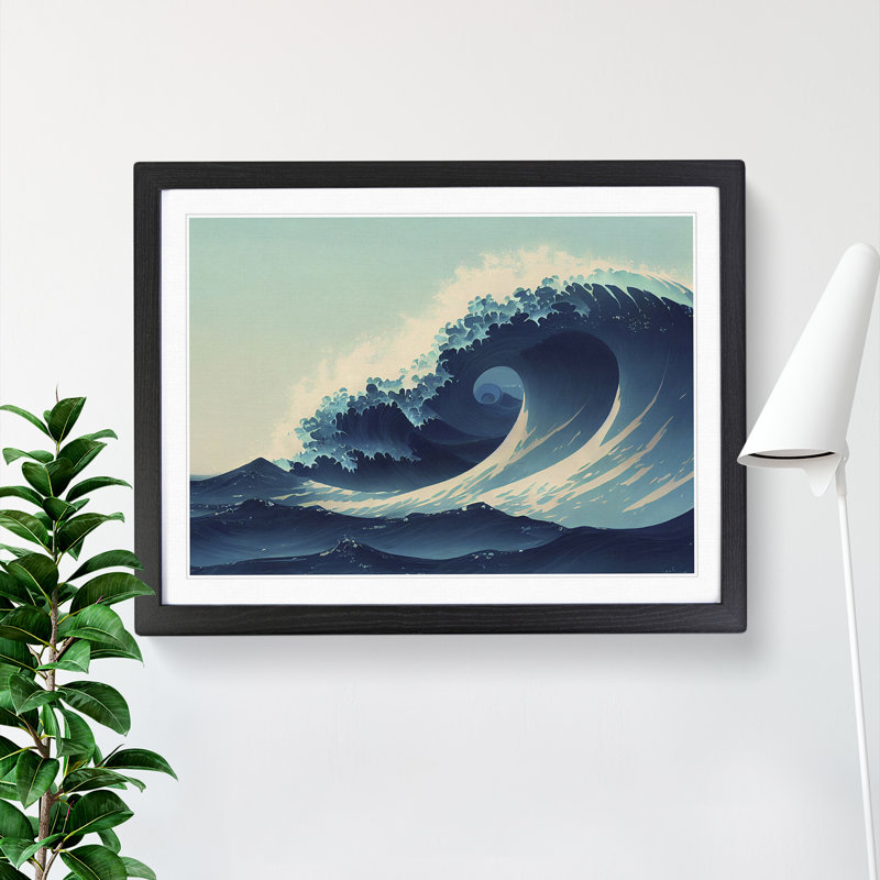 A Striking Japanese Wave - Framed Print, 25cm H x 34cm W x 2cm D, Black