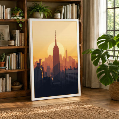 Manhattan at Dawn Modern - Wrapped Canvas