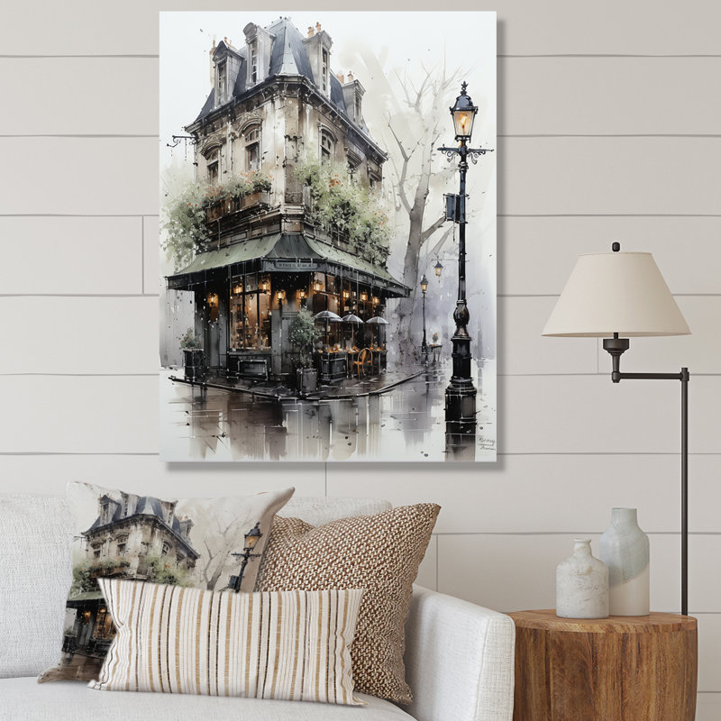 Paris Montmartre Mist - art mural Paris, H 44 po x l 34 po x P 1,5 po, Toile tendue