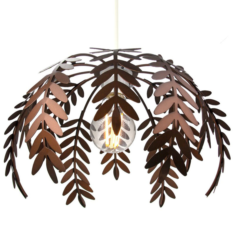 Traditional Fern Leaf Design Ceiling Pendant Light Shade in Shiny Finish, Brown