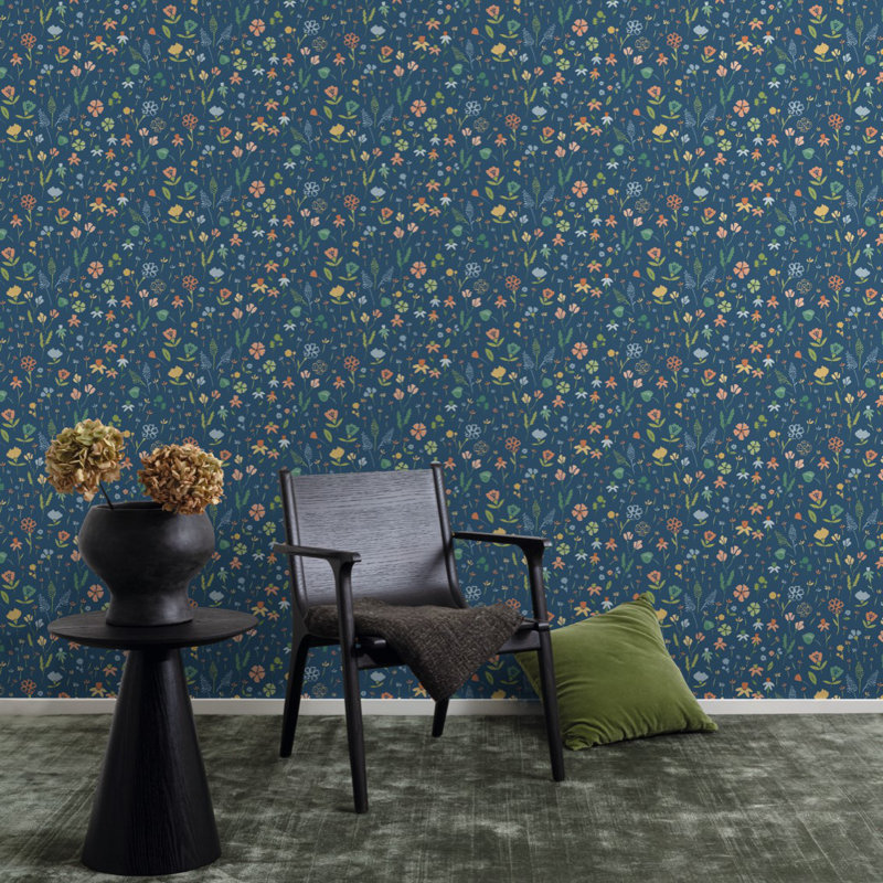 Rouleau de fleurs Macel, Bleu marine