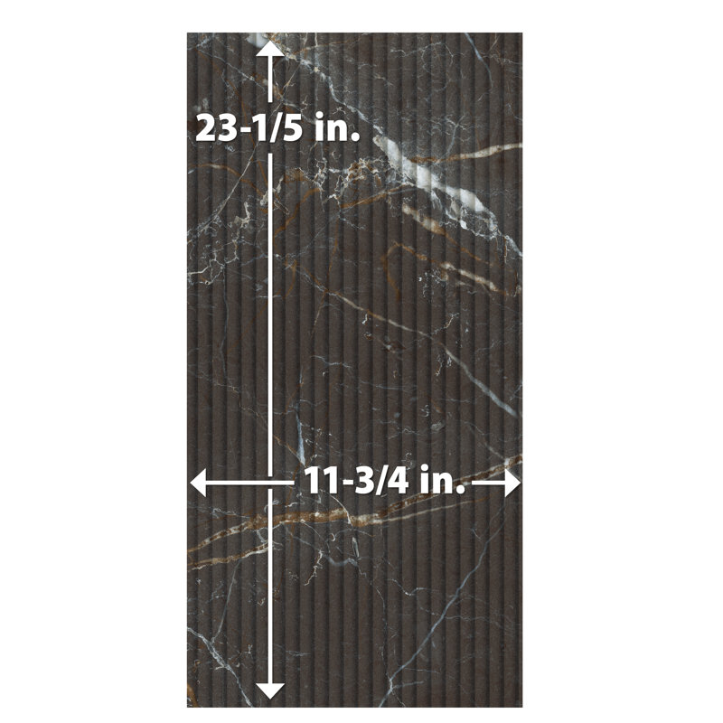 Reve Roseliere Deco 11-3/4 in. x 23-1/2 in. Porcelain Wall Tile, Black/White