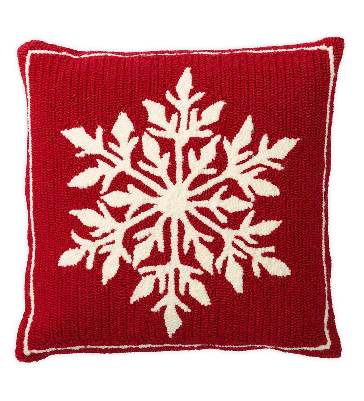 Plow & Hearth Snowflake Holiday Hooked Indoor/Outdoor Throw Pillow & Reviews | Wayfair