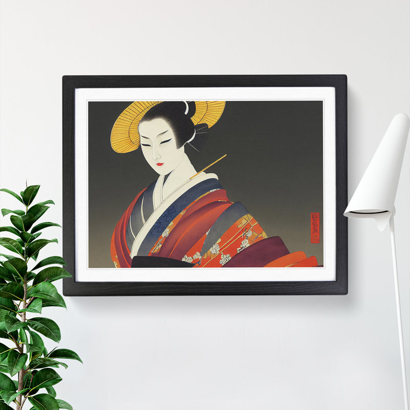 Desirable Geisha - Single Picture Frame Print, Black, 46cm H x 64cm W