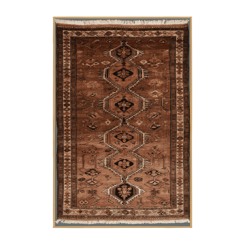 Tapis brun turc lavable à la machine, Rectangle 4pi x 6 pi
