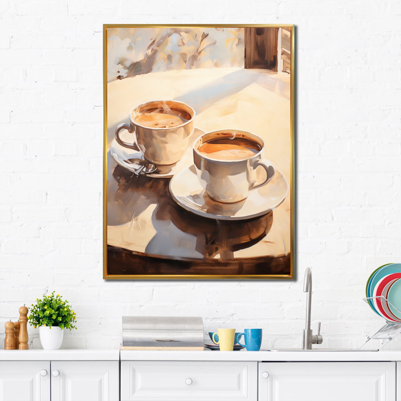 Ijlal Food Coffee Tea III - Art sur toile, impression sur toile, H 32 po x l 16 po x P 1 po, Cadre flottant doré