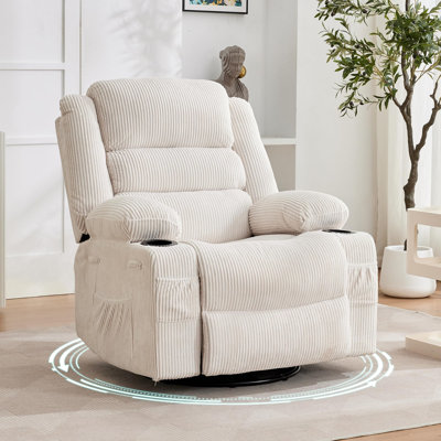 360° Swivel Rocker Recliner with Cup Holders & Pockets for Adults