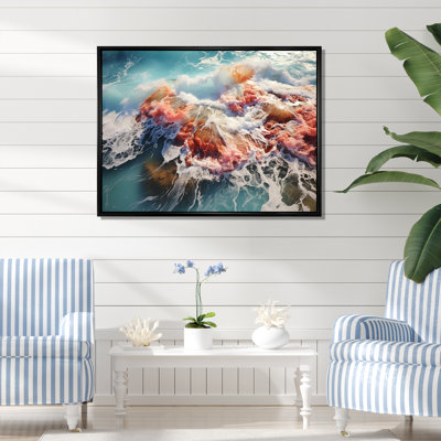 Toile corail, bord de mer, art mural plage