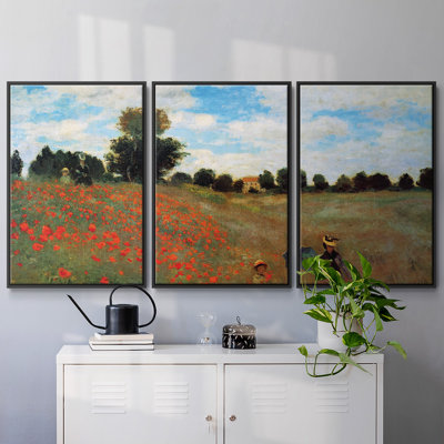 Les Coqueliquots, reproduction sur toile 3 pièces