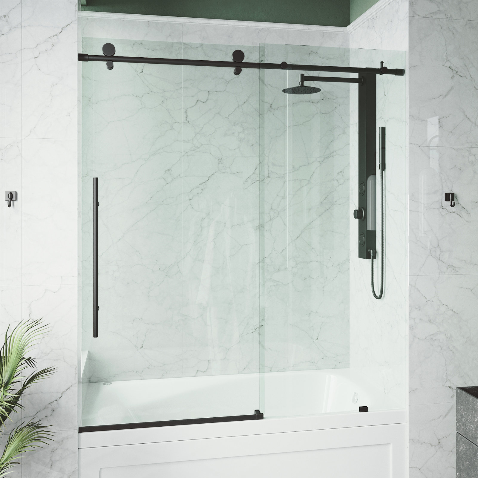 Elan E-Class Frameless Sliding Tub Door, Matte Black