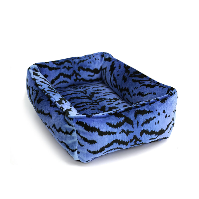 Tigre Dog Bed Bolster, Blue/Black, Small (26" W x 18" D x 7" H)