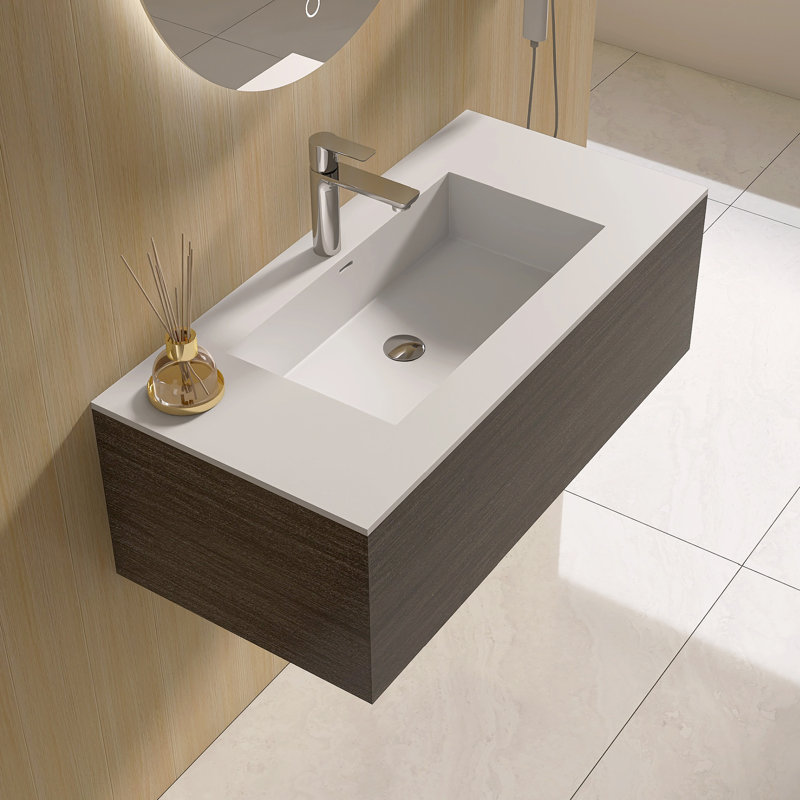  39'' Solid Surface Bathroom Vanity Top With Rectangle Sink