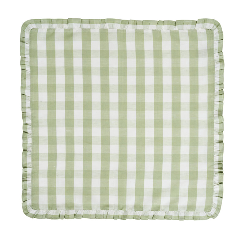 Gingham Ruffle Napkin, Seagrass