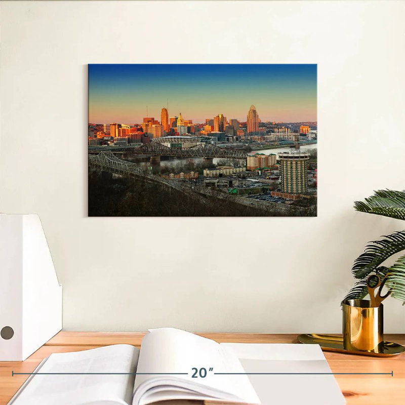 Hannes Cincinnati Sunset Skyline, 8" H x 12" W