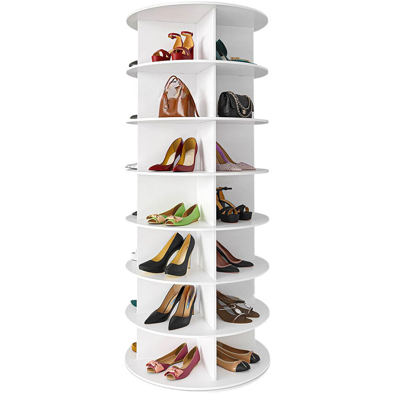 7-Tier Rotating Shoe Rack Tower - 360° Spinning Shoe Display and Vertical Carousel
