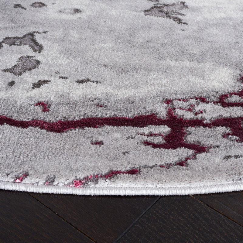 Bowersville Craft 800 Area Rug In Gray / Red, Round 6'7"