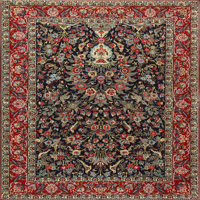 Tapis oriental rouge / noir Kinsley, Carré 4 pi