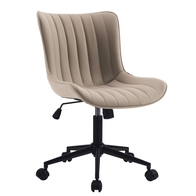 Brionni Leather Swivel Task Chair with Casters, Khaki Performance Faux Leather