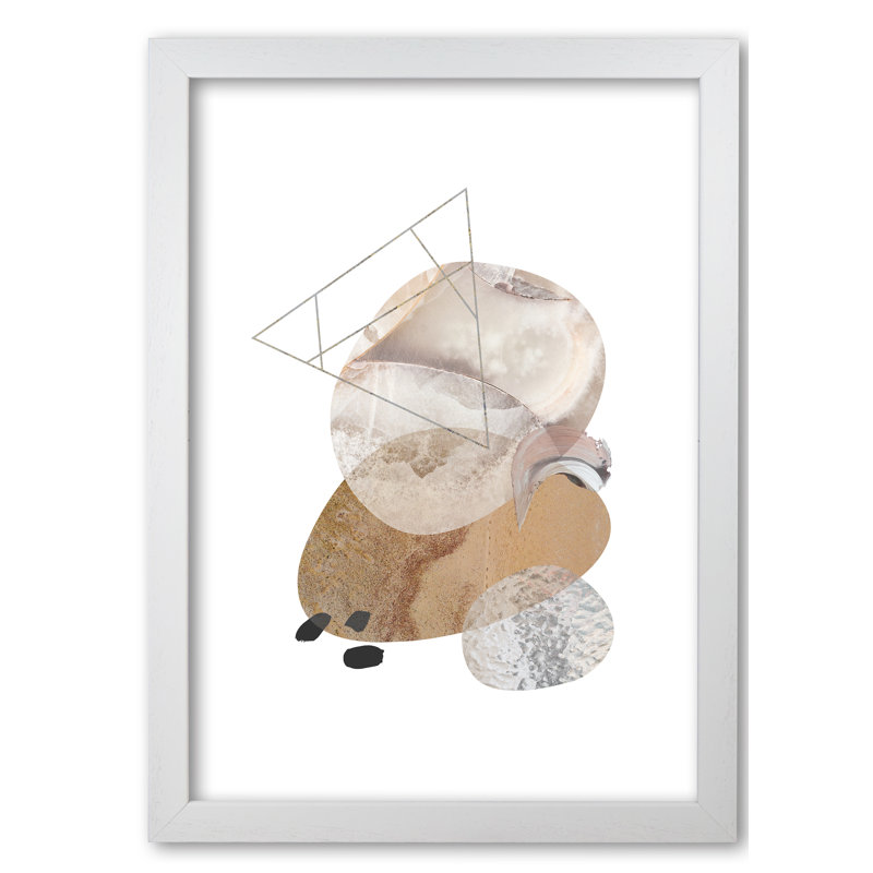 Abstract Geometric Pebble - Single Picture Frame Print, 85 cm H x 60 cm W x 5 cm D, White Grain Frame