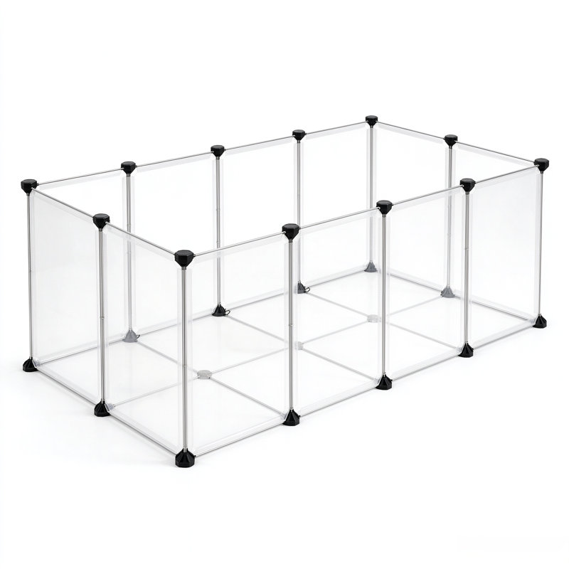 Panneau en plastique et connecteur pour petit animal avec plancher, enclos personnalisable, facile à nettoyer - utilisation intérieure