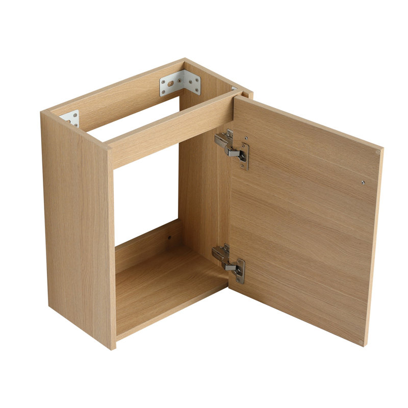 Floating Wall-Mounted Bathroom Vanity with Ceramic Sink & Soft-Close Cabinet Door, For Small Bathroom, Light Oak