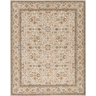 One-of-a-Kind Rectangle 8'1" x 10'2" 2010s Rectangle Wool Area Rug in Beige and Ivory