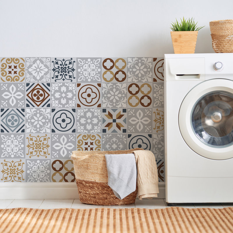 Andalu Light Grey Cement Spanish Wall Tile Sticker Set - 15 X 15 Cm 