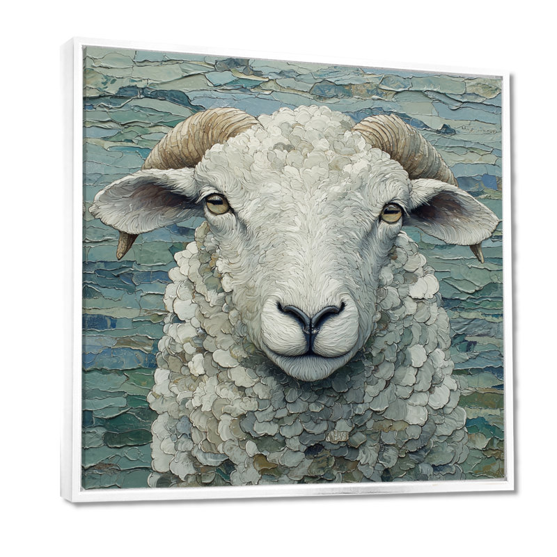 Portrait de mouton Drenna Ewes, Impression encadrée flottante, H 16 po x l 16 po, Blanc