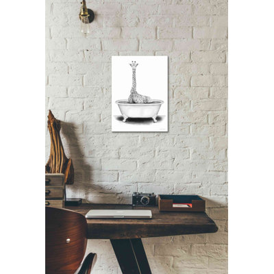 'Giraffe in Tub' by Rachel Nieman, Canvas Wall Art