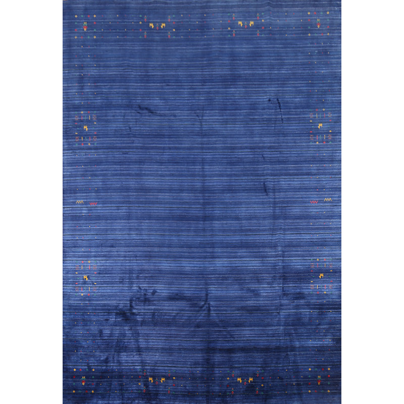 Tapis tribal rayé bleu Gabbeh 9