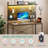 Nedyo 39''W LED Gaming Desk with Hutch and Pegboard, Computer Home Office desks with Power outlet and Shelf-1382720698