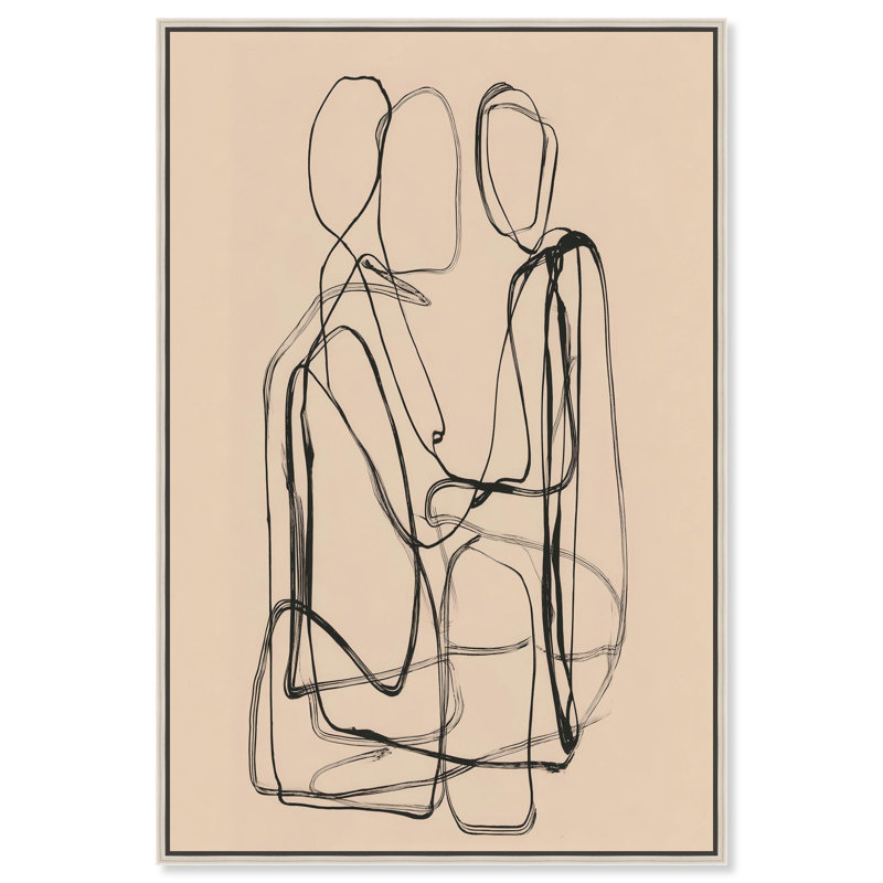 Décoration murale sur toile Embrace of Lines III par Art Remedy, H 55 po x l 37 po, Argent argent, Cadre flottant