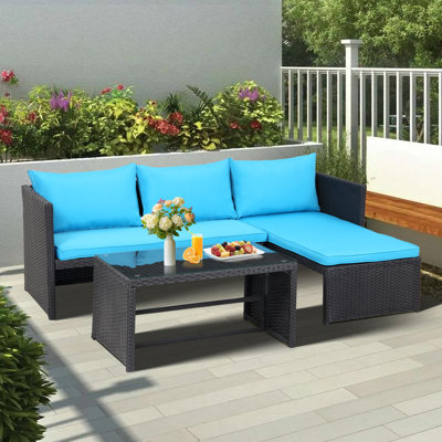 Adhern 3 - Person Patio Conversation Sets with Cushions