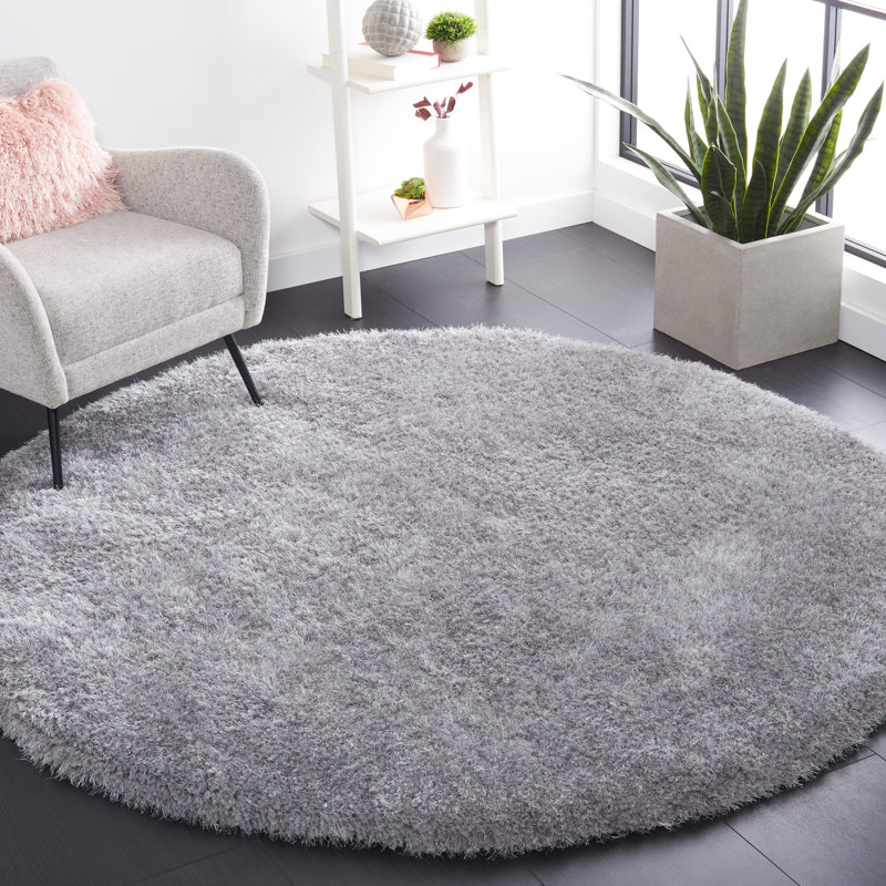 Jayne Shag Hand Tufted Performance Solid Color Rug, Round 8'
