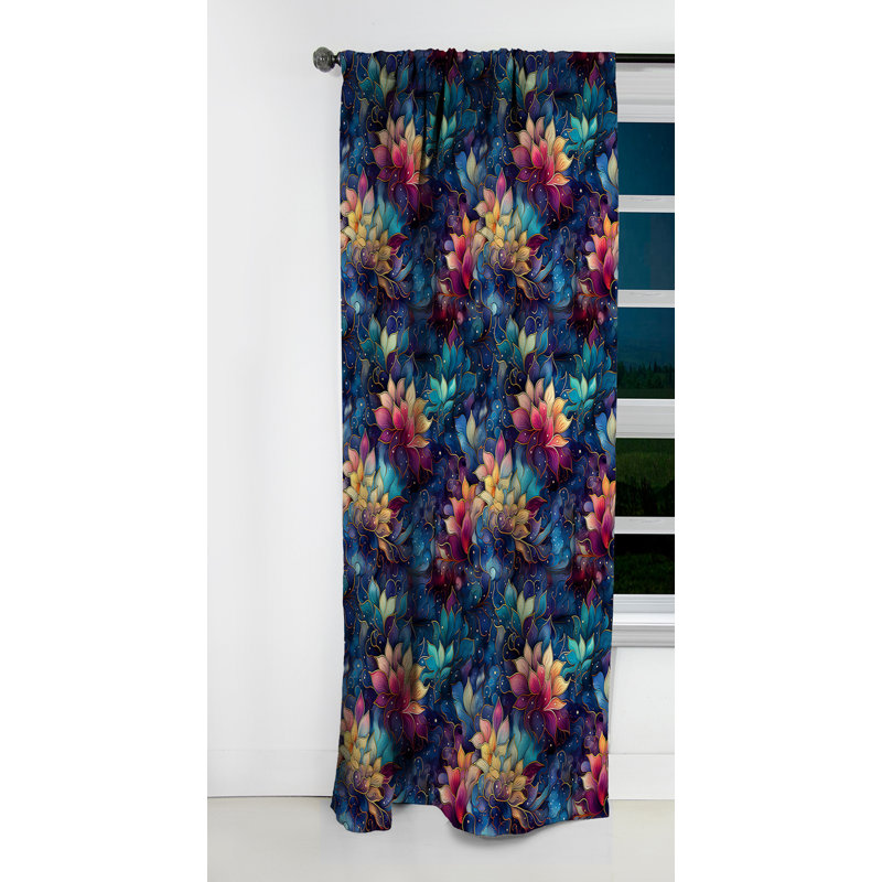 Motif marocain Boho Motif I - Rideau floral - Rideau occultant floral - 1 panneaux, L 52 po x L 108 po
