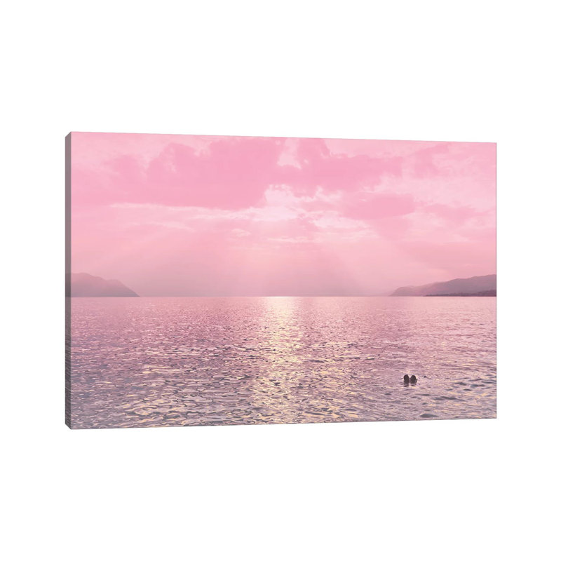 Kiss In The Lake At Sunset by Beli - Wrapped Canvas Print, 20.32 cm H x 30.48 cm W