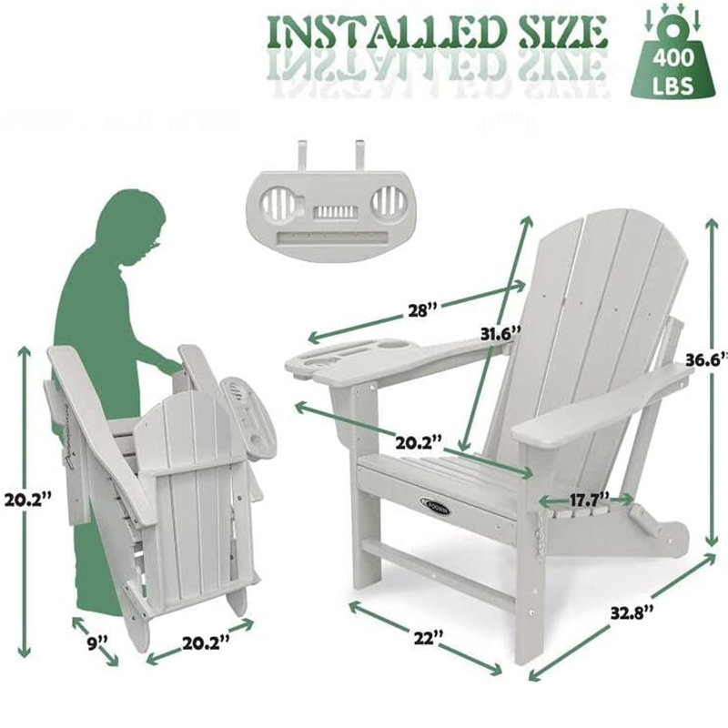 Garbani Foldable Outdoor Adirondack Chair, White