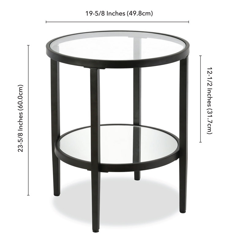 Table d'appoint ronde avec miroir Hera, Bronze noirci
