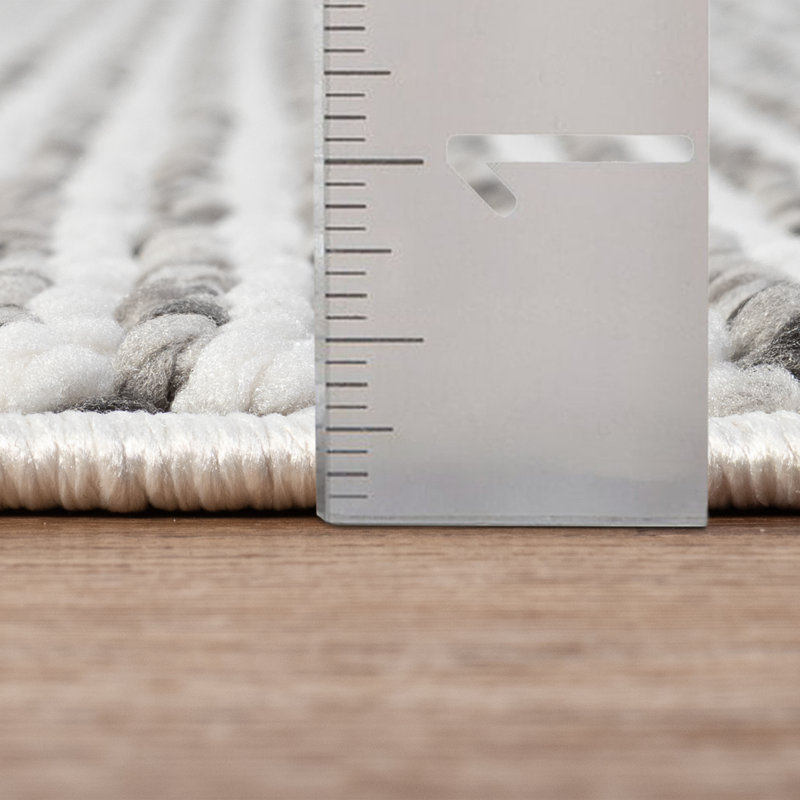 Tapis texturé à franges, Silver, Rectangle 9 pi x 12 pi