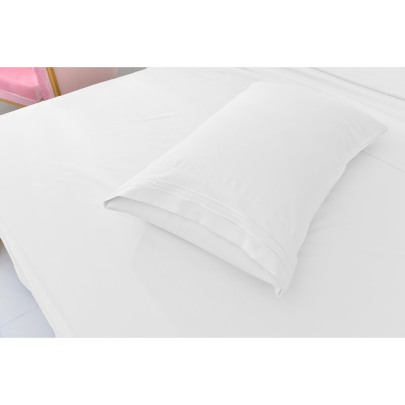 Ensemble de draps 1800 en rayonne de bambou, Blanc, Très grand californien