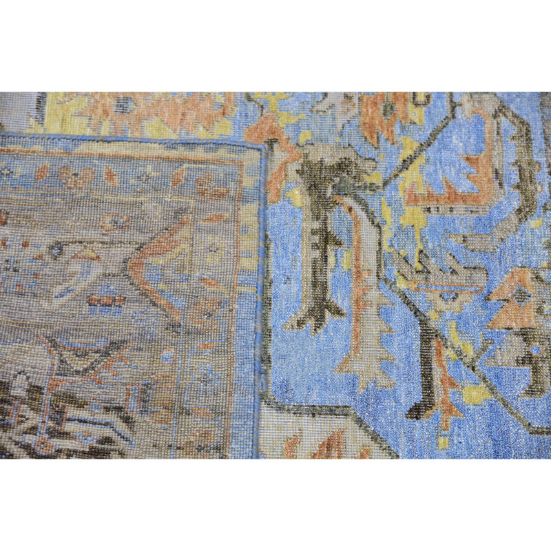 Hand Knotted Oriental Area Rug in Blue/Rust/Brown, Rectangle 9' x 12'
