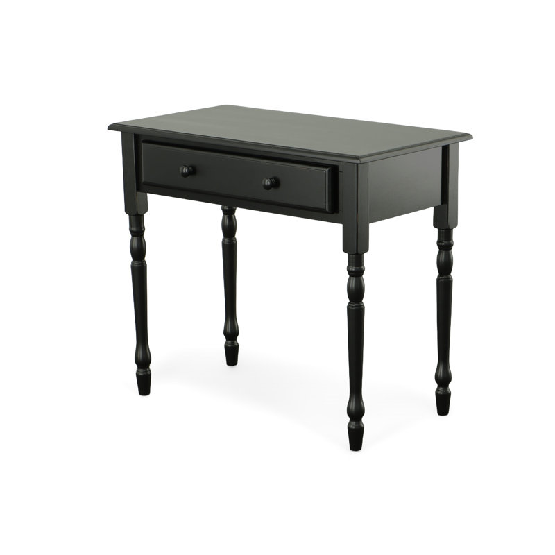 Elegant Black 34" W x 19" D x 30" H Writing Desk with Flip-Top Keyboard Tray, Antique Black