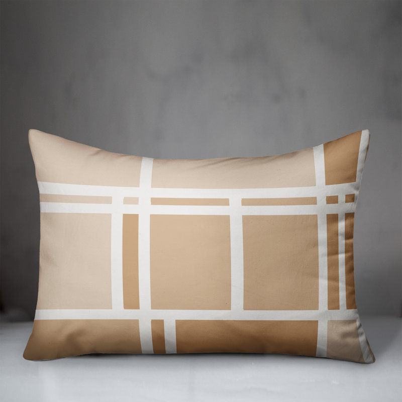  Coussin intérieur / extérieur géométrique, Brun clair